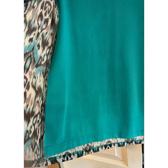 Dress Barn Open Front Jacket,  teal/brown/white, Size Large, USA Made - Picture 4 of 11